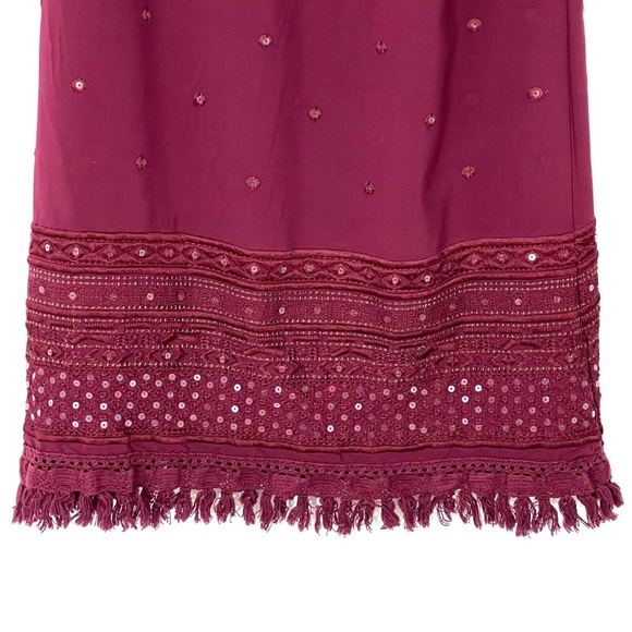 Chelsea & Violet Women’s Size XS Burgundy Red Sequin Tassel Hem Shift Dress - Picture 3 of 9